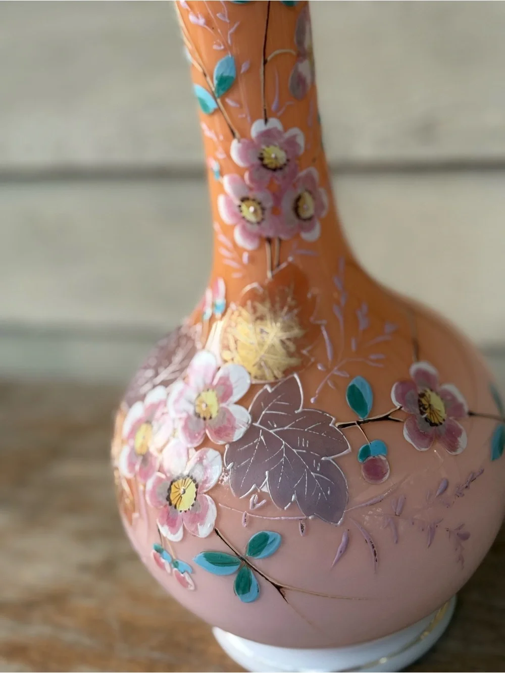 Antique 19th-century Harrach Czech (Bohemian) opaline vase